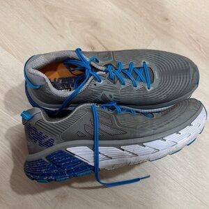 Hoka Gray and Blue Running Shoes